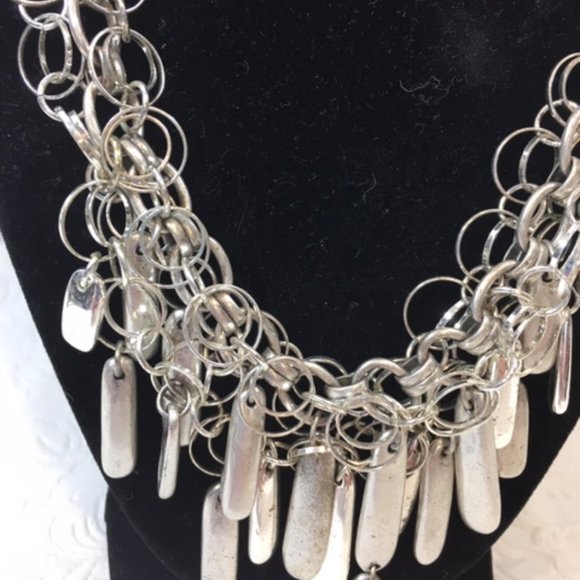 Chico's Silver Toned Fancy Chunky BOHO Gothic Adjustable Necklace 22" - Picture 2 of 10